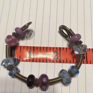 Handmade glass bead and twisted-wire bracelet